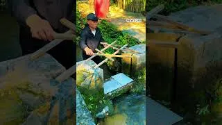 Thumbnail: Man Builds Instant Wooden Bridge Over Stream in Seconds #shortvideo