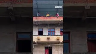 Thumbnail: 3 Girls Drop Basketballs from the Roof Straight into Hanging Baskets #shortvideo