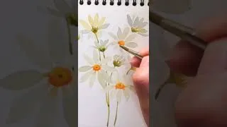 Thumbnail: Simple white daisies with watercolors: Full tutorial Linked