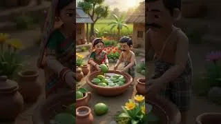 Thumbnail: Tiny Mini Village Makes Raw Mango Pickle 🥭🌶️ | Cute Ghibli Inspired Village Story | AI Animation