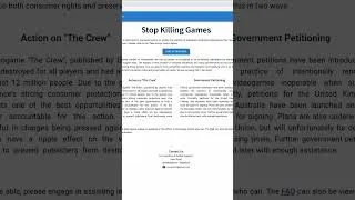 Thumbnail: Please sign the petition or take action - StopKillingGames.com