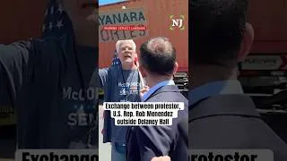 Thumbnail: Exchange between protestor, U.S. Rep. Rob Menendez outside Newark NJ detention center #shorts