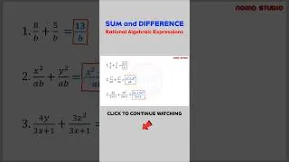 Thumbnail: Sum and Difference of Rational Algebraic Expressions #math #algebraicexpressions #civilserviceexam