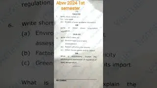 Thumbnail: ABVV 1st Semester 2024 | Old Question Paper | Exam Important