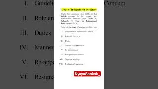 Thumbnail: Code of Independent Directors under Companies Act, 2013 || Company Law #law #youtubeshorts #shorts
