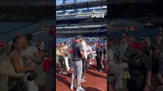 Thumbnail: Aaron Boone catches up with NBA Champion Mikal Bridges before the game #shorts