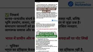 Thumbnail: IGNOU MA.HISTORY MHI 108 Most important questions and answers June 2026 exam