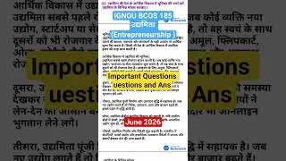 Thumbnail: IGNOU BCOS 185 most important questions and answers June 2026 entrepreneurship exam tee
