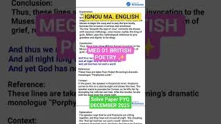 Thumbnail: meg 01 british poetry Previous year solved question paper December 2025 pyq