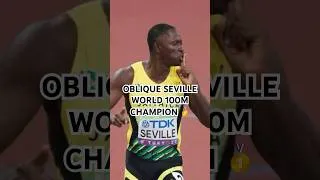 Thumbnail: OBLIQUE SEVILLE WORLD 100M CHAMPION OVER KISHANE THOMPSON AND NOAH LYLES 🔥