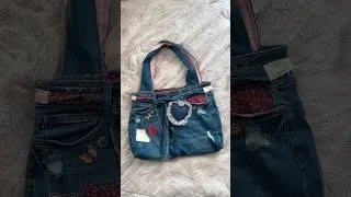 Thumbnail: made a bag with some old jeans and scrap fabric #sewing