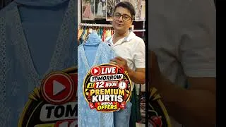 Thumbnail: 🔥 TOMORROW 12 PM LIVE! 😍 PREMIUM KURTIS + MEGA OFFERS | ONE MINUTE BAZAAR #kurtis #LiveTomorrow