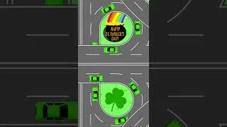 Thumbnail: Happy St. Patrick's Day!  Green Cars on a Freeway with a Shamrock and Pot of Gold.  #stpatricksday