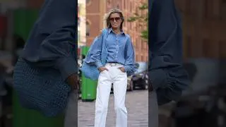 Thumbnail: Contemporary Denim on Denim: How to Style a Statement Chambray Shirt and White Jeans #denimondenim