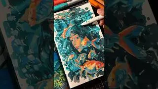 Thumbnail: drawing using arrtx acrylic markers 𓇼  #sketchbookart #acrylicmarkers #arrtxacrylicmarkers