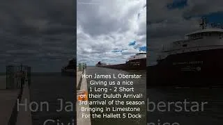 Thumbnail: Tooting into Town, Hon James L Oberstar Arrives Duluth with Stone. #duluthmn #aerialliftbridge