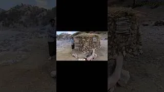Thumbnail: "Creating a beautiful stone hut, a fireplace and fishing in the river" #fishing#cooking#camping#cave