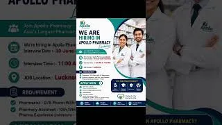 Thumbnail: Latest Apollo Pharmacy Vacancy | Apollo Pharmacy Jobs | Apollo Pharmacy Walk In Interview #apollojob