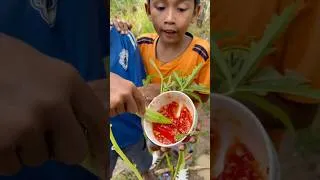 Thumbnail: Eating Okra With Spicy Sauce 🥵#survival #outdoor #bushcraft