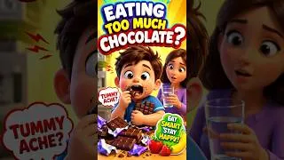 Thumbnail: What Happens If You Eat Too Much Chocolate? | Healthy Habits for Kids #shorts #chocolate #shortsfeed
