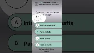 Thumbnail: Spur Gear MCQ | Power Transmission Between Which Shafts? | Gear Drive Question #shorts  #polytechnic