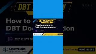 Thumbnail: How to generate DBT Documentation #snowflake #snowflaketraining #dataengineering #dbtcloud