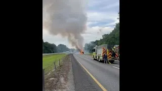 Thumbnail: Truck full of fireworks catches fire on Tennessee freeway