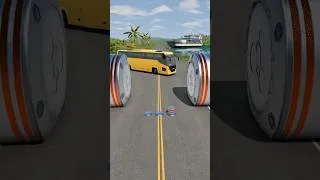 Thumbnail: Colourful City Buses & Mixer Trucks Vs Hydraulic Crush BeamNG Drive ll #shorts #beamngdrivep