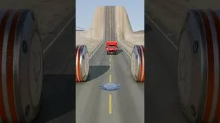 Thumbnail: Colourful Mixer Trucks & Ambulance Vs Bollards Crush BeamNG Drive ll #beamngdrive #shorts