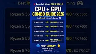 Thumbnail: Best Ryzen 5 CPU + GPU Combos 2026 🔥 Perfect Gaming Pairings #Shorts