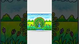 Thumbnail: Dancing peacock drawing | Rainy season drawing | Peacock dancing in rain drawing | Peacock drawing