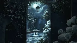 Thumbnail: Moonlit Courtyard with White Hydrangeas Ambience | Dark Academia Piano for Deep Thought