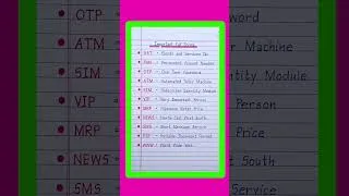 Thumbnail: Most Important Full Form / Full Form / GST / ATM / PAN / VIP / WWW / SMS #fullform #gk #shorts