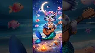 Thumbnail: "Mermaid Cat Plays Guitar – Too Cute! 😍🎸" #MermaidCat #shorts