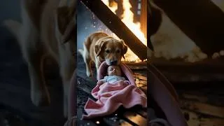 Thumbnail: Puppy Saves baby from fire #animals #animalrescue #youtubeshorts #ytshorts #cuteanimals #puppyrescue