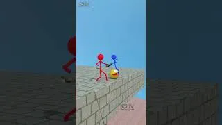 Thumbnail: Pacman found a cinematic solution in a hopeless situation ! 🎥🤕#friendship #pacman #stickman #blender