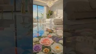 Thumbnail: Luxury Flower Epoxy Floor Transformation 🌸✨ Most Beautiful Bedroom Makeover #shorts