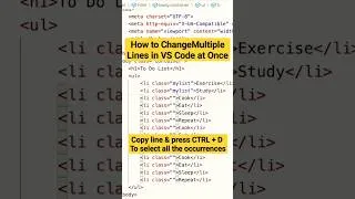 Thumbnail: How to Change Multiple Lines of Code At Once - VS Code Editor #short #shorts #youtubeshorts #coding