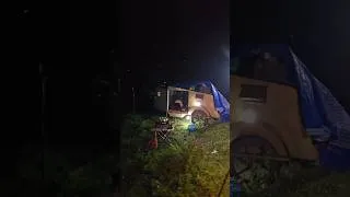 Thumbnail: camping and Cooking with Camper Cabin #outdoors #setup #tinyhouse #cabin #lighting #cooking #shorts