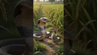 Thumbnail: 🐍 Maa Snake's Warning! 😱 Baby Snake Runs Away After Seeing Human 😂 | Funny AI Story #Shorts