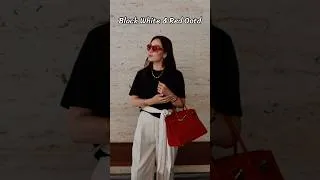 Thumbnail: Late summer black & white look with a dash of red Birkin to jazz it up. #shorts #ootd #birkin30