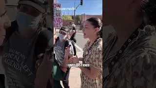 Thumbnail: Confronting protestors outside #amfest2025 - which one is your favorite?? | #shorts #politics #trump