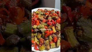 Thumbnail: Easy airfried okra! Air fry at 400 degrees for 12-15 minutes. Sooo good!