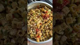 Thumbnail: Peach and cherry chimichurri pasta salad using @enjoybrami’s new cubetti pasta 🍑🍒🥬🌶️