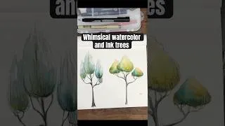 Thumbnail: Whimsical ink and watercolor trees.