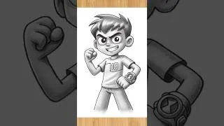 Thumbnail: Ben 10 cartoon outline drawing easy - how to draw ben 10 drawing step by step - #shorts #ben10