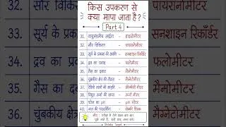 Thumbnail: किस उपकरण से क्या मापा जाता है? Part 4 | Measuring Instruments GK #shorts