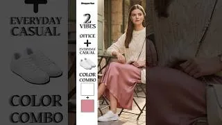 Thumbnail: Color Combo Dusty Pink Paired with Stylish White Sneakers #ootdguide #fashion #shoppersuz #style