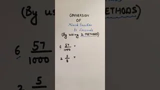 Thumbnail: Mixed Fractions to Decimals | How to convert Mixed Fraction to decimal #shorts #maths #mathstricks