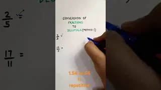 Thumbnail: Fractions to Decimals | How to convert Fraction into decimal #shorts #maths #reasoning #mathematics